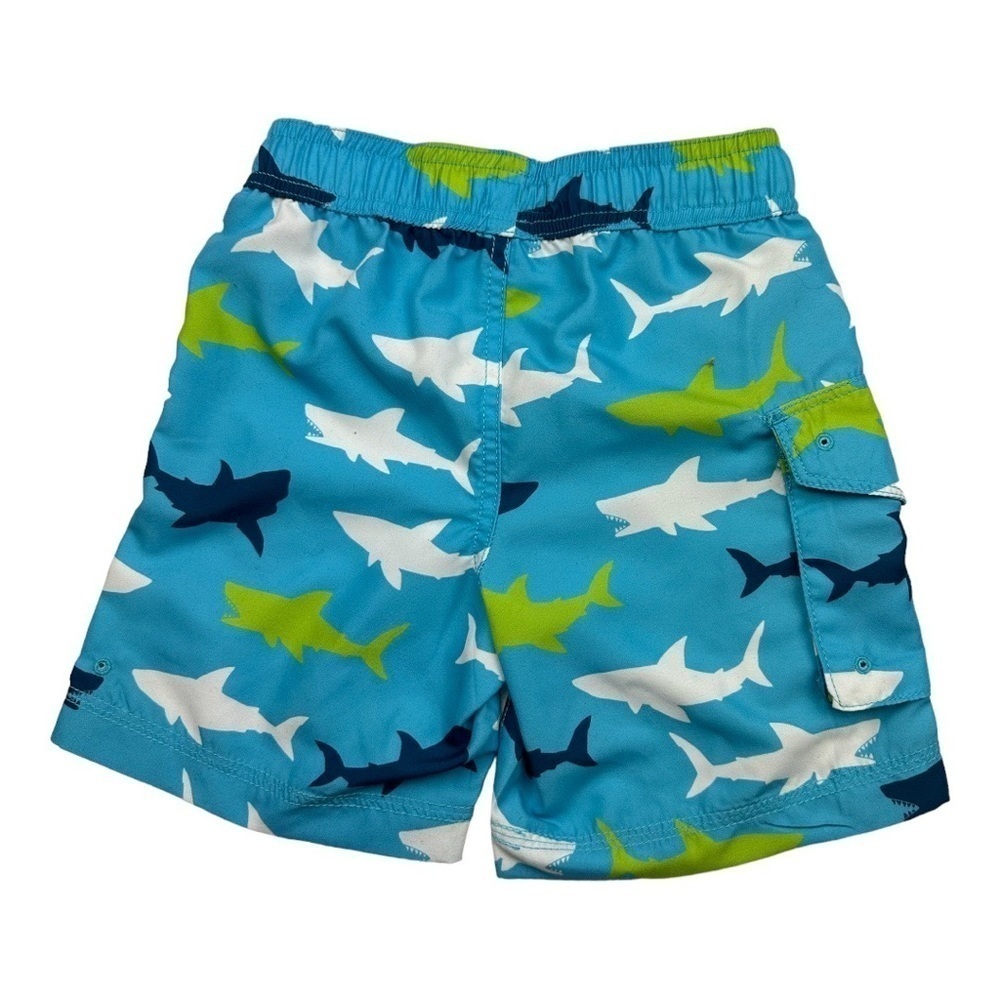 Hatley Swim Shorts Blue Shark Patterned Swimsuit Size 2 - Picture 2 of 6
